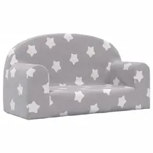 vidaXL Kindersofa 2-Sitzer Hellgrau mit Sternen Polyester weich
