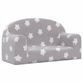 vidaXL Kindersofa 2-Sitzer Hellgrau mit Sternen Polyester weich