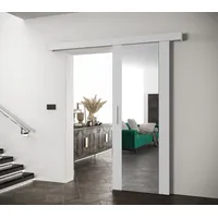 MINIO go for it, Zimmertür "SALWADOR II", mit Spiegel, silberner Türgriff, weiße Farbe - Weiß