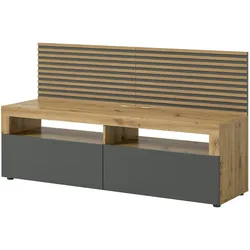 Inn.Furn TV-Lowboard Eiche Artisan, grau 160 cm mit Akustikpaneelen Oskar
