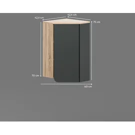 livinity Livinity® Badschrank, Anthrazit, Sonoma Eiche, Holzwerkstoff, 6 Fächer, Rechteckig, 42.4x75x42.4 cm, Badezimmer, Badezimmerschränke, Hängeschränke