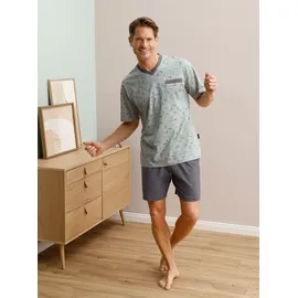 Comte d'Aulone Shorty COMTE, Herren, Gr. 52/54, salbei, anthrazit, bedruckt, 100% Baumwolle, Homewear-Sets Shorty