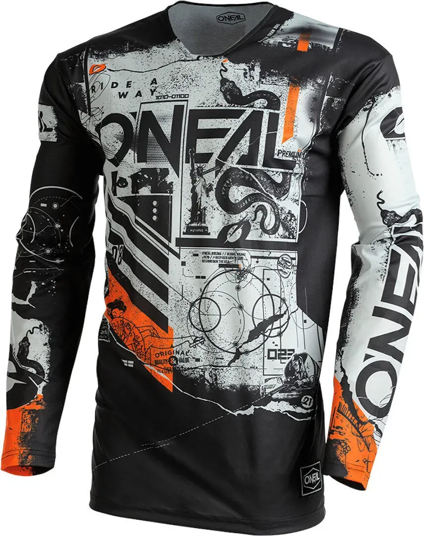 Oneal Mayhem Scarz V.22 Motocross Jersey, schwarz-weiss-orange, Größe M für Männer