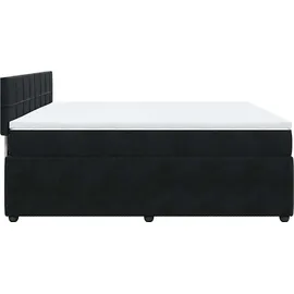 vidaXL Boxspringbett mit Matratze Schwarz 180x200 cm Samt