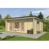 44mm Ferienhaus Java ISO Blockhaus Gerätehaus Holzhaus Flachdach Gartenhaus Holz