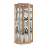 K-Möbel Eckvitrine, Buche, Holzwerkstoff, 4 Fächer, Sechseckig, 56.5x176x56.5 cm, Wohnzimmer, Wohnwände, Vitrinenschränke