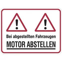 Hinweisschild, Motor abstellen, 300x400mm, Alu geprägt - 400x300x0.6 mm Aluminium geprägt