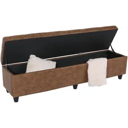 Aufbewahrungs-Truhe Sitzbank Bank Kriens XXL, Stoff/Textil, 180x45x45cm ~ Wildlederimitat