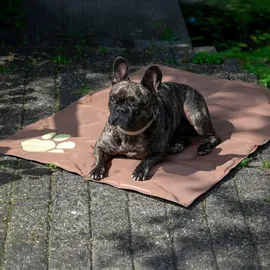 Dobar Kühlmatte für Hunde mit Pfoten Muster 99,5 x 70 cm Braun/Beige