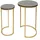 Mendler 2er-Set Beistelltisch HWC-K46, Kaffeetisch Nachttisch Loungetisch, Marmor-Optik MDF ~ schwarz-gold