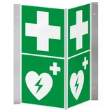 Dreifke Dreifke® Rettungs-Nasenschild Erste Hilfe und Defibrillator, Kunststoff, 200x400mm