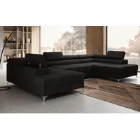 Luxusbetten24 Schlafsofa Designer Sofa Aurea U in Samt, mit Stauraum und Schlaffunktion schwarz