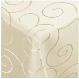 DecoHomeTextil Heimtextilmanufaktur Tischdecke Kringel Circle Tafeldecke Ornamente Damast Tischdecke beige Eckig 130 x 220 cm