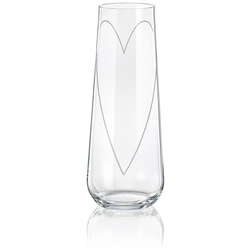 Crystalex Sektglas Glass Heart Prosecco Sektgläser Kristallglas 250 ml 2er Set, geschliffen, Kristallglas