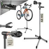 Tectake Fahrradmontageständer für alle gängigen Modelle, lackschonend, inklusive Werkzeugablage mit Montageschlüssel, schwarz
