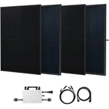 Kleines Kraftwerk 2000W Balkonkraftwerk XL ohne Halterung (bifazial) | Balkonkraftwerk 800W komplett Steckdose, 15m Kabel | 800W Wechselrichter | Solaranlage Komplettset | 4x 500W Solarmodule