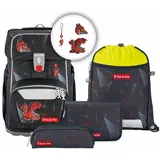 Step by Step GIANT Schulranzen-Set „Dragon Drako“, 5-teilig, rot, ergonomischer Tornister mit Reflektoren, höhenverstellbar mit Hüft- und Brustgurt, für Jungen ab der 1. Klasse, 23 Liter