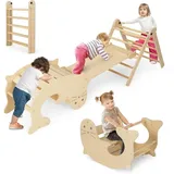 Costway 7 En 1 Triangle D'Escalade Enfants Avec Rampe Réversible, Arc D'Escalade En Bois De Hêtre, Charge Max 50kg Pour Glisser Ou Grimper Pour Bébé De 1 An+