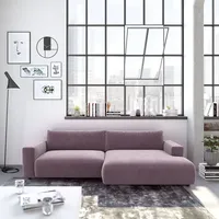 Ecksofa MUSTERRING "LUCIA zeitlos, bequem, schöne Detailverarbeitung Breite 296cm, L-Form", rosa (rosewood samt), B:296cm H:81cm T:190cm, Flachgewebe VALMONT (60% Baumwolle/40% Leinen);Leder PURO, pigmentiertes Leder;Microfaser CRONA (100% Polyester);Flachgewebe FLORIS (100% Polyester);Leder BAX, pigmentiertes Leder, Sofas, Ecksofa