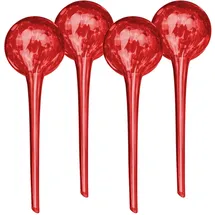 Relaxdays Bewässerungskugeln Glas 4er Set H 30 x D 9 cm rot