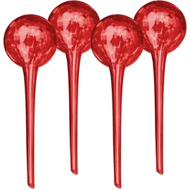 Relaxdays Bewässerungskugeln Glas 4er Set H 30 x D 9 cm rot