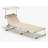 Sonnenliege Strandliege Klappbar Aluminium Mit Sonnendach California - Beige