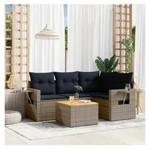 vidaXL Gartensofa-Set 5-tlg. grau Polyrattan