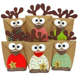 Papierdrachen DIY Adventskalender zum Befüllen - Rentiere bunt