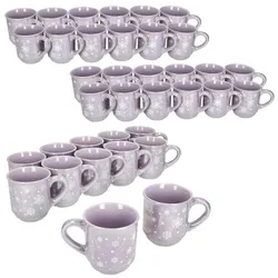 36x Glühweinbecher 0,2L Brillant violett Weihnachtslandschaft Keramik geeicht