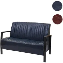 2er Sofa HWC-H10, Couch Zweisitzer, Metall Kunstleder Industrie-Design ~ vintage grau