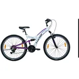 LUCHS Mountainbike Aura 26" Zoll Damen & Mädchen Fahrrad MTB Fully Weiß/Lila