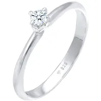 Elli DIAMONDS Ring Solitär Diamant (0.11 ct.) Klassik 925 Silber Ringe Damen