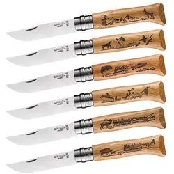 OPINEL Taschenmesser Animalia 08 Tier Motiv Klapp Messer Camping Edelstahl Holz Farbe: Hund