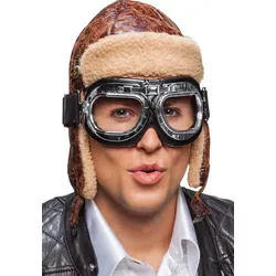 Fliegerbrille schwarz-silber Retrolook - OS