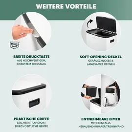 ELUNO Abfalleimer 60 l Weiß