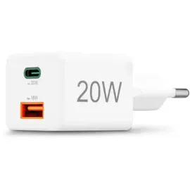 Hama Schnellladegerät, 1x USB-C 1x USB-A QC, 20 W, Weiß