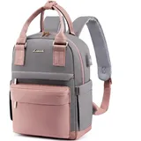 LOVEVOOK Rucksack Damen Klein, Wasserdicht Cityrucksack Handtasche 2 in 1, Mini Tasche Daypack Backpack Women Elegant für Freizeit Schule Reisen Arbeit, Rosa Grau