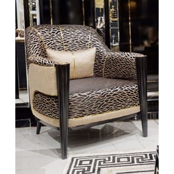 Casa Padrino Luxus Sessel Gold / Schwarz - Edler Wohnzimmer & Hotel Sessel - Wohnzimmer & Hotel Möbel - Luxus Qualität