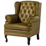 Massivmoebel24 Ohrensessel Echtleder 88x81x105 grün CHESTERFIELD #301 - 2 Jahre Gewährleistung - mind. 14 Tage Rückgaberecht - Grün