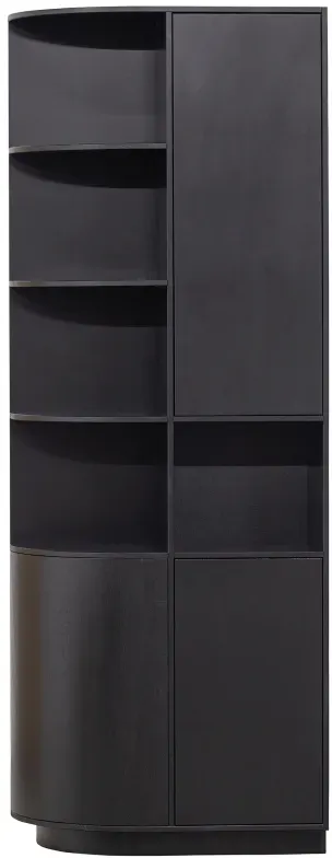 Schrank Finca aus Kiefernholz, modern mit Push-to-Open, schwarz, 3 Türen, schwebendes Design