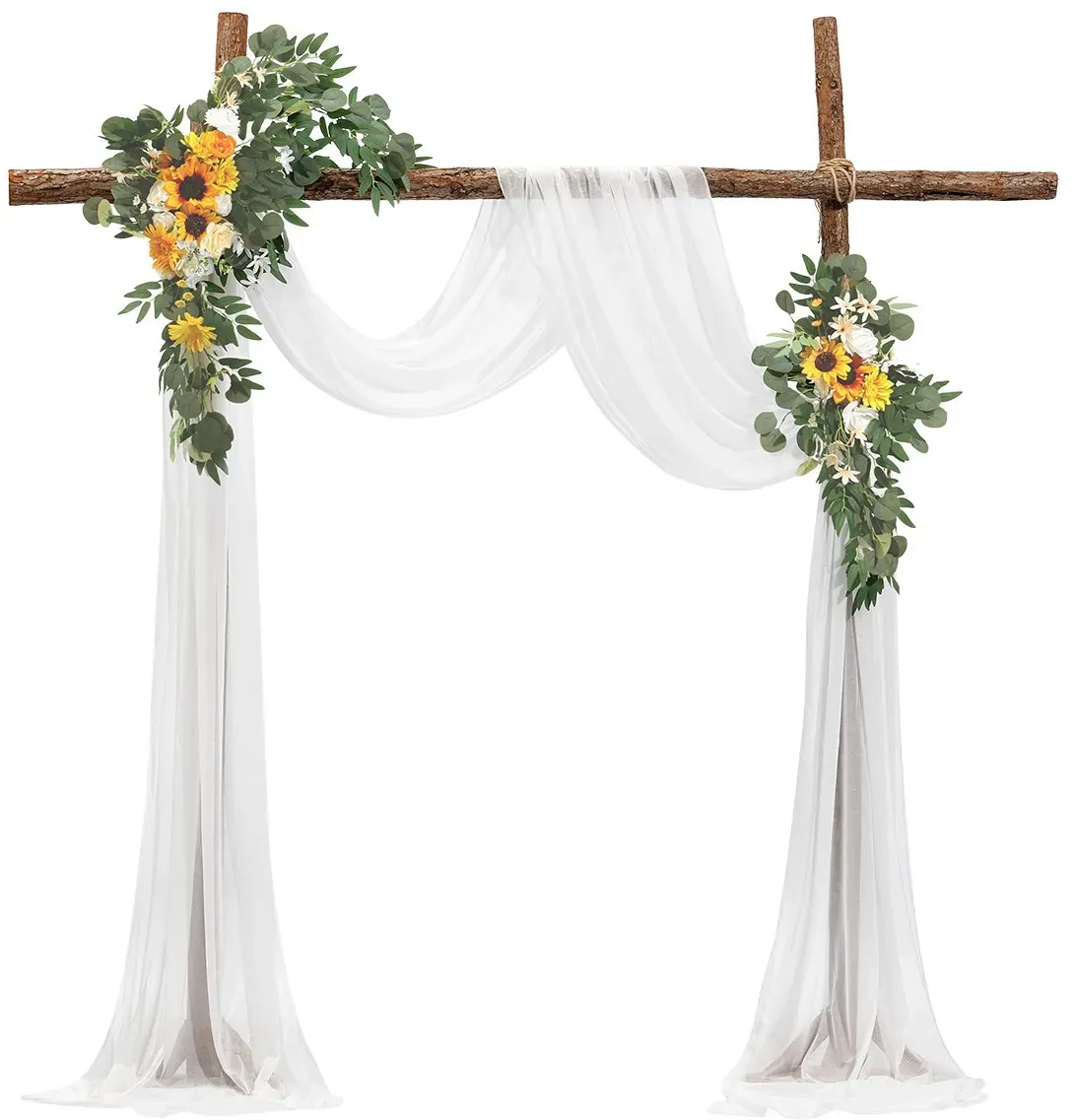 VEVOR Hochzeit Bogen Blumen Set Traubogen Deko mit 2x Blumen 1x Vorhänge Gelb