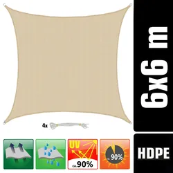 AMANKA UV Sonnensegel Wasserdurchlässig 6x6 - Viereckig - Sonnenschutz Garten Terrasse