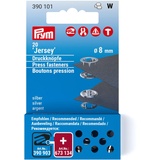 Prym - Prym Nicht-Nähen Silberfarbenes Messing (8mm) Selbstsichernder Ring-Jersey-Pressverschlüsse für Dünnere und Dehnbare Stoffe - 20 Stück, silberfarbig