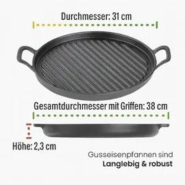 Preiswert & Gut Grillplatte Ø 31 cm Gusseisen