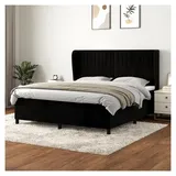 Lattenrost mit Matratze, Schwarz, 180 x 200 cm, Samt, Plattform, mit Lattenhalter, einfache Montage, für Schlafzimmer, Erwachsene
