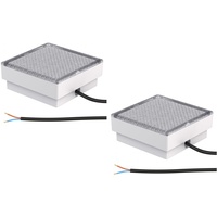 ledscom.de 2 Stück LED Pflasterstein Bodeneinbauleuchte CUS für außen, IP67, eckig, 15 x 15cm, warmweiß