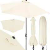 Kingsleeve® Sonnenschirm Halbrund 2,7m Abdeckung UV-Schutz 80+ Balkon Terrasse Halbschirm Terrassenschirm Balkonschirm Halbrundschirm Beige Creme