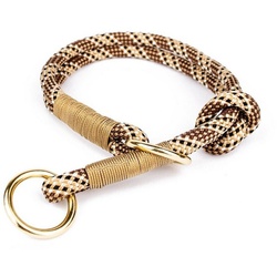 Tierluxe Hunde-Halsband Zugstopp, Tau Seil, Handgemacht braun L Halsumfang 35 - 40 cm