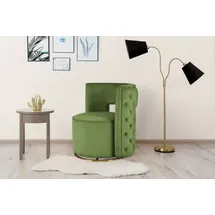 Kayoom Sessel Drehsessel Beverly 125, drehbar, Gestell aus Eisen,samtige Oberfläch (1-St), rund, glamourös, gesteppter Rücken, abgerundete,Drehsessel grün