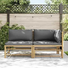 vidaXL Garten-Lounge-Set 2-tlg. dunkelgrau Bambus